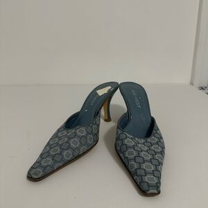 Nine West Geometric Blue Mules